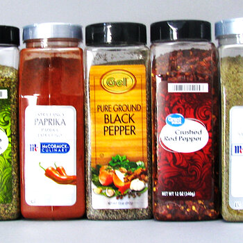 Spices - Nutmeg, Oregano, Paprika, Black Pepper, Red Pepper, Sage and Turmeric