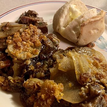 Beef-Red Wine Stew W/ Potato Topping