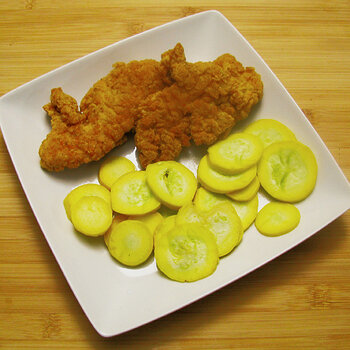 Breaded Chicken Fritters with Yellow Zucchini