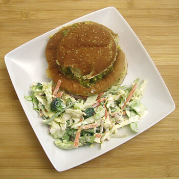 Hamburger Bun Bread Bowl with Chicken Broccoli Soup