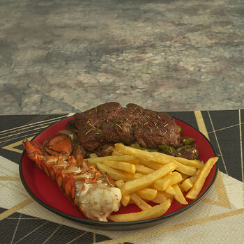 Steak and Lobster with French Fries