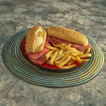 Reuben Sandwiches with French Fries