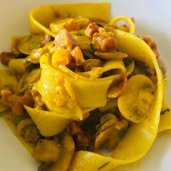 Pappardelle with Mushroom, Smoked Pancetta and Saffron.jpeg