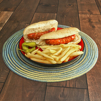 Andouille Sausage Sandwiches with French Fries