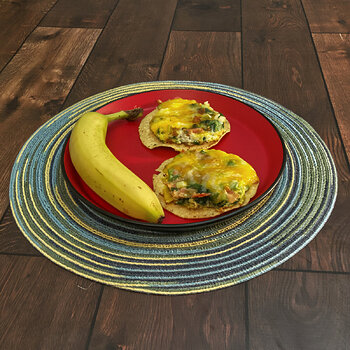 Breakfast Tostadas with a Banana