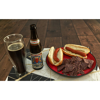 Hot Dogs, Blue Corn Chips and Doppelbock Beer