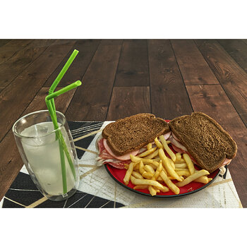 Cold Cuts Sandwiches with French Fries and Iced Lemonade