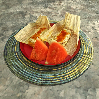 Chicken Tamales with Watermelon