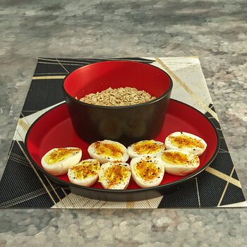 Hard Boiled Eggs with Cranberry Almond Granola Oats