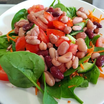 5 bean salad with cucumber, tomato & ...