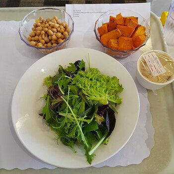 Apparently it is a Moroccan pumpkin salad with chickpeas & hummus!