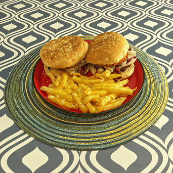 Breaded Chicken Patty Sandwiches with Cheesy French Fries