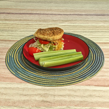 Breaded Chicken Patty Sandwich with Celery Sticks