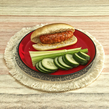 Andouille Sausage Sandwich with Celery and Cucumber