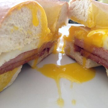 Taylor's Ham Egg and Cheese Bagel Sandwich
