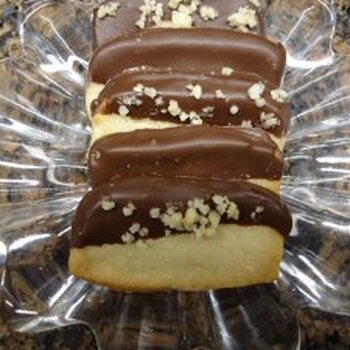 Chocolate Dipped Macadamia Nut Shortbread Cookies