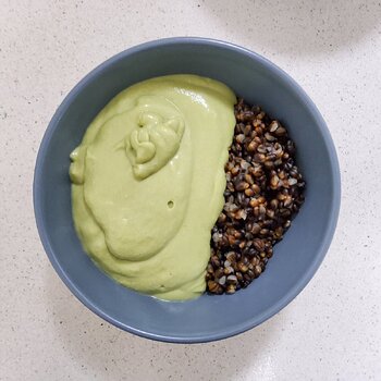 Avocado & Coconut Soup with Black Barley