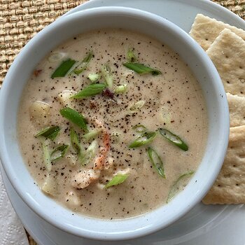 Loaded Potato Soup with Shrimp