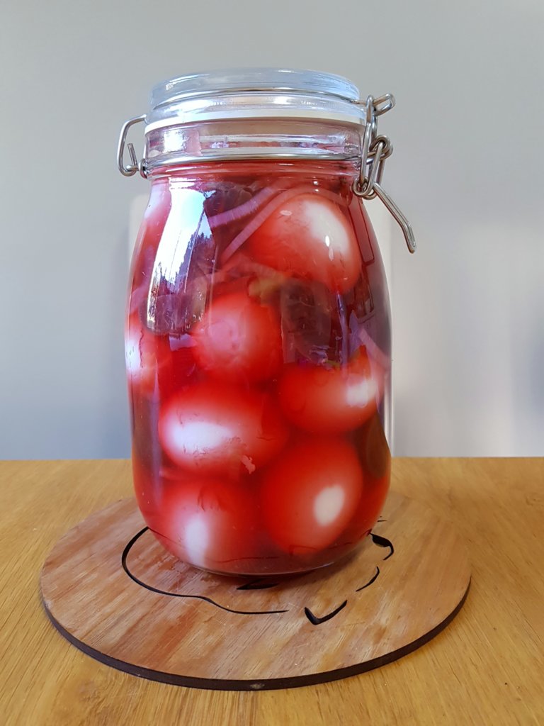 20 beetroot pickled hard boiled eggs (in the making)