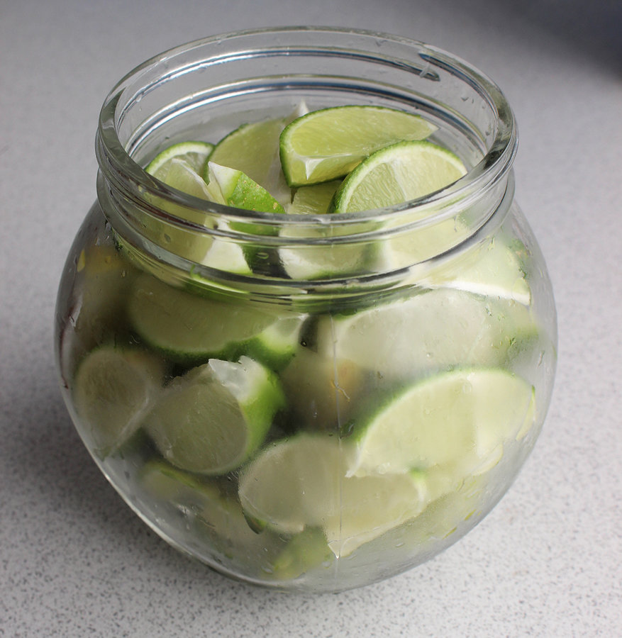 3. Bottling the lime wedges