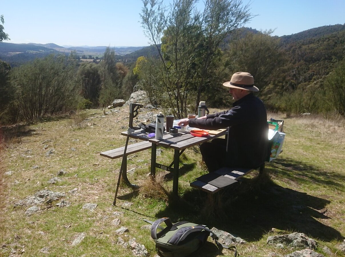 A picnic bench with a view