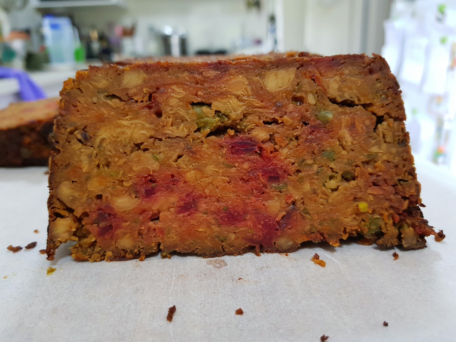 A slice of Tempeh Loaf