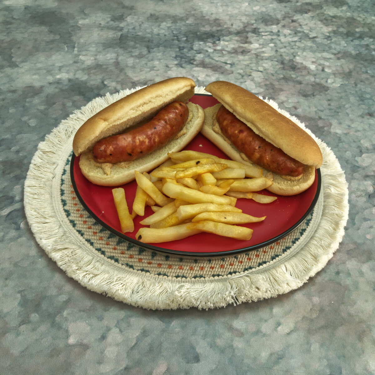 Andouille Sausage Sandwiches with French Fries