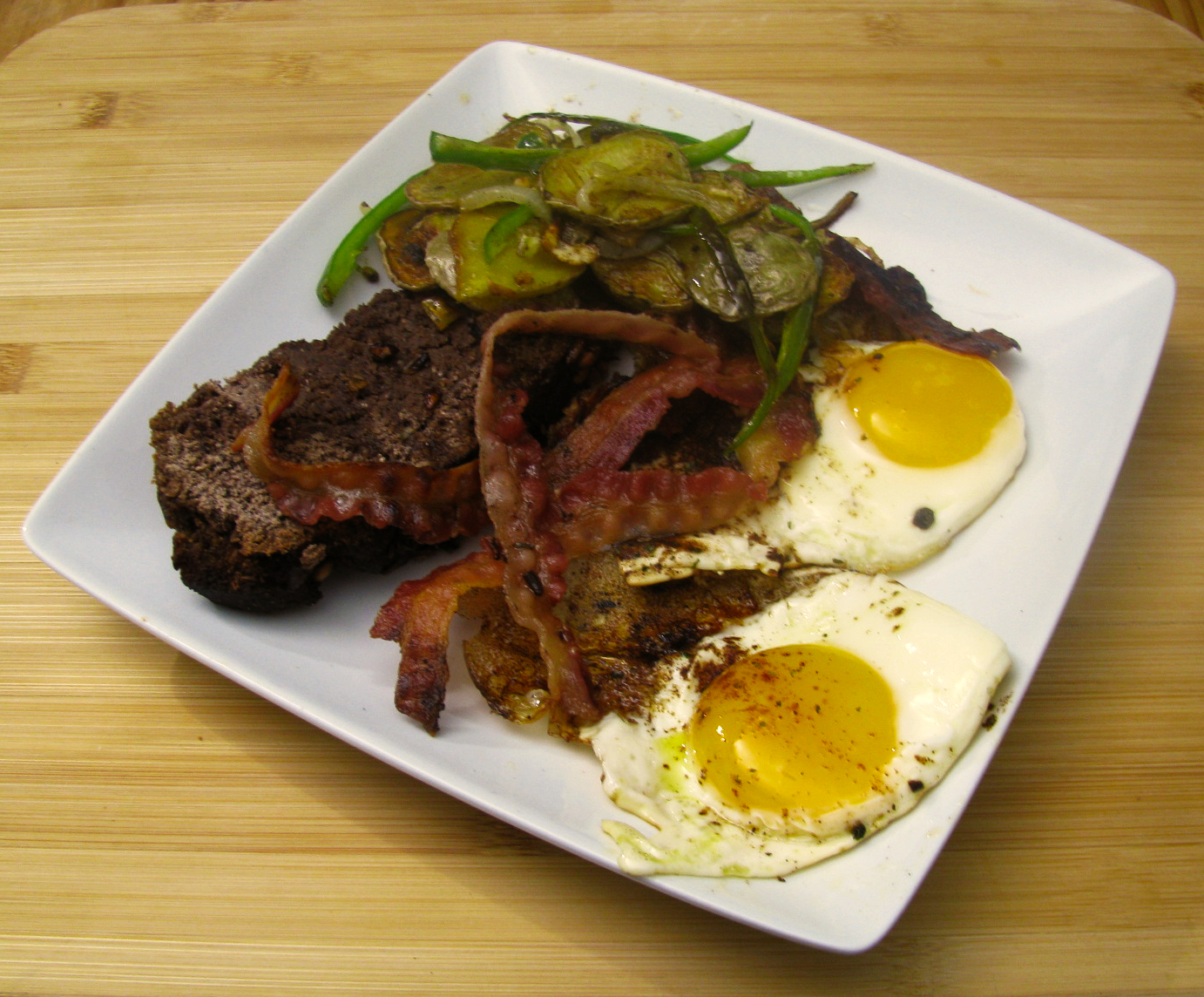 Bacon and Eggs with German Dark Rye Bread