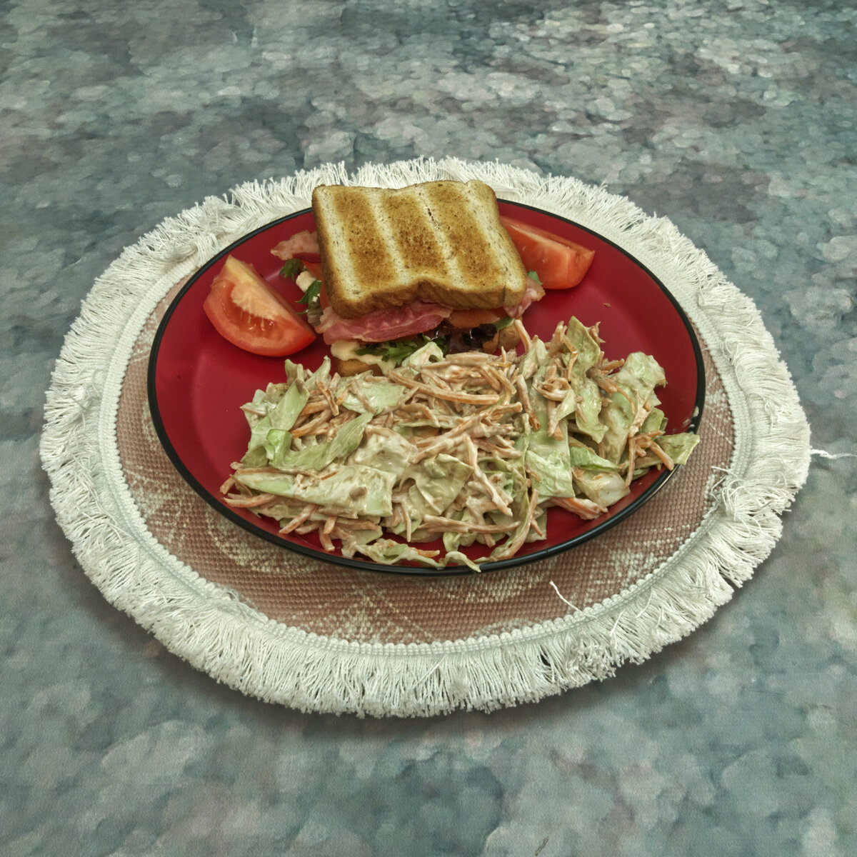 Bacon, Lettuce and Tomato Sandwich with Cole Slaw
