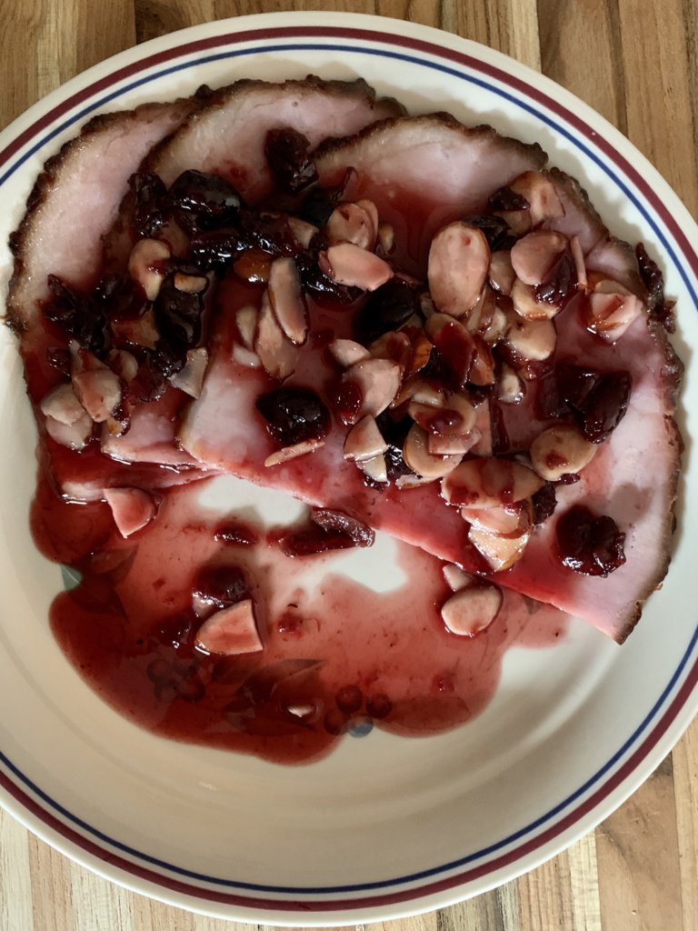 Baked Ham W/ Cherry-Almond Sauce