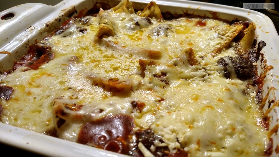 baked ravioli from oven