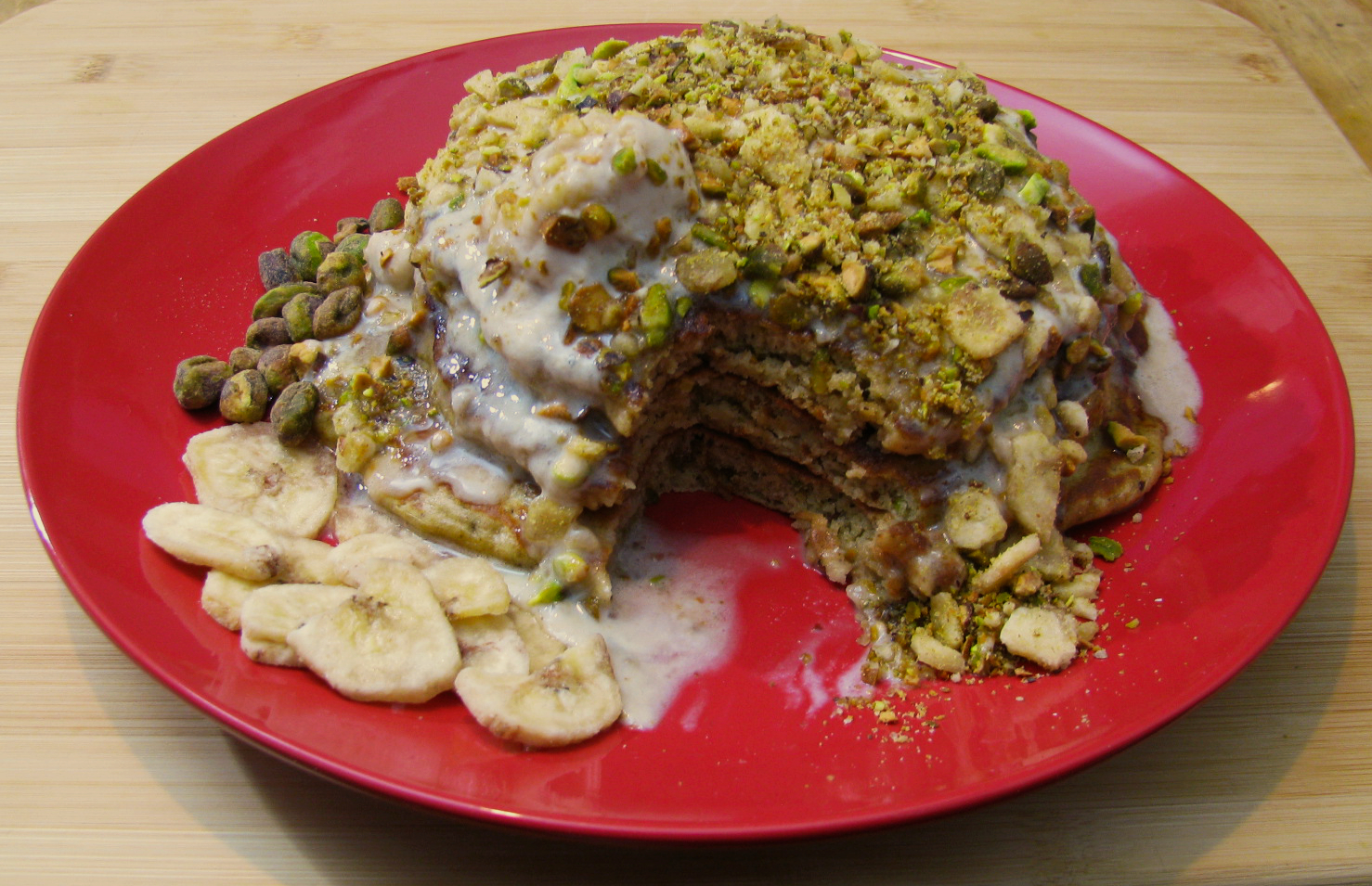 Banana Pistachio Pancakes