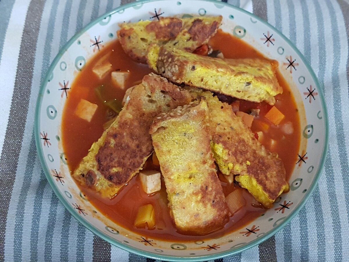 Bean & Veg Stew with Egg Fried Sourdough