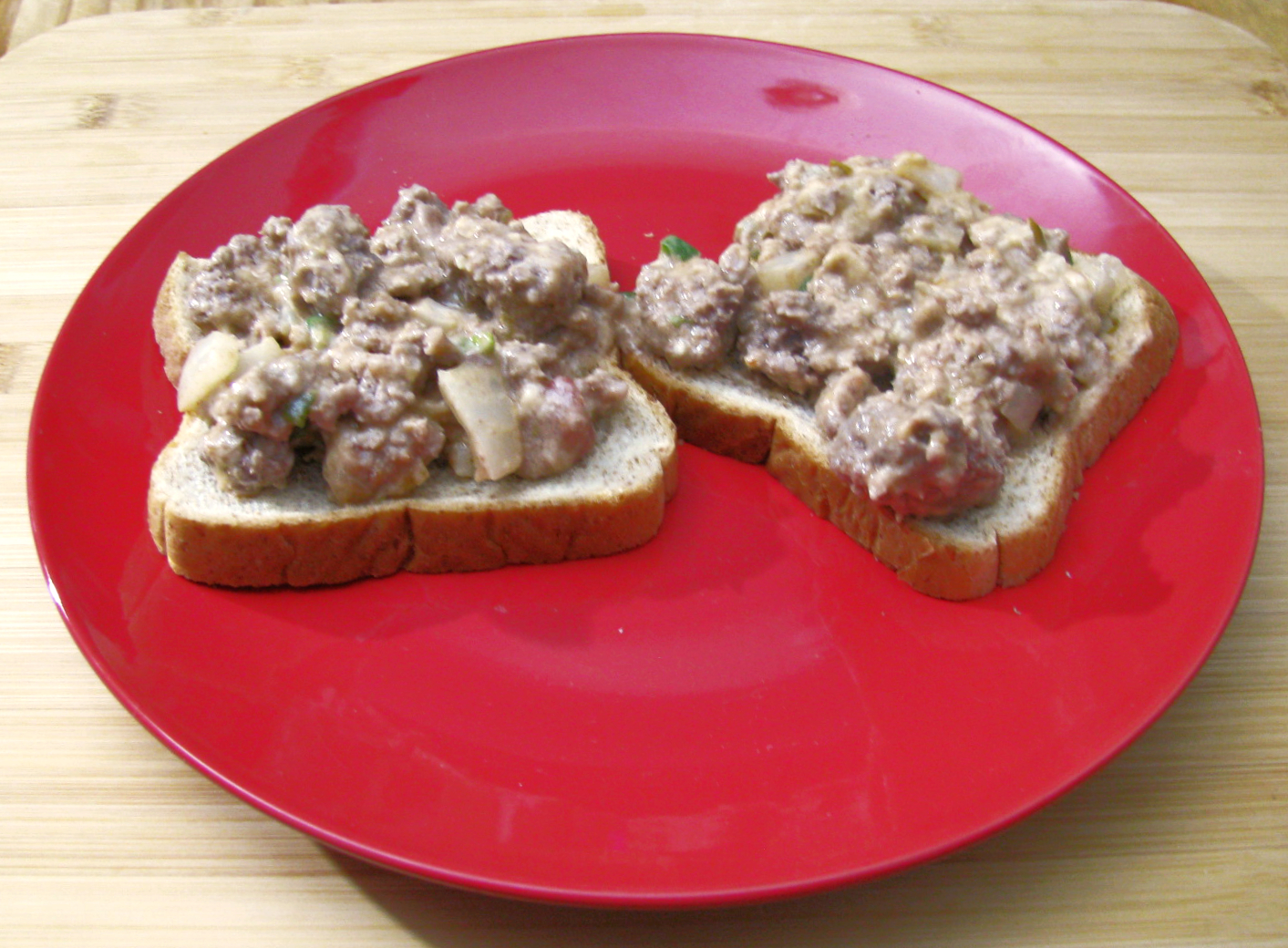 Beef and Pork Open Face Sloppy Joes