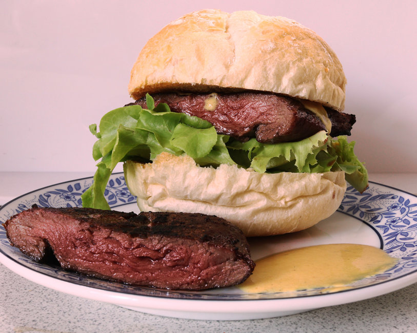 Beef steak burger.