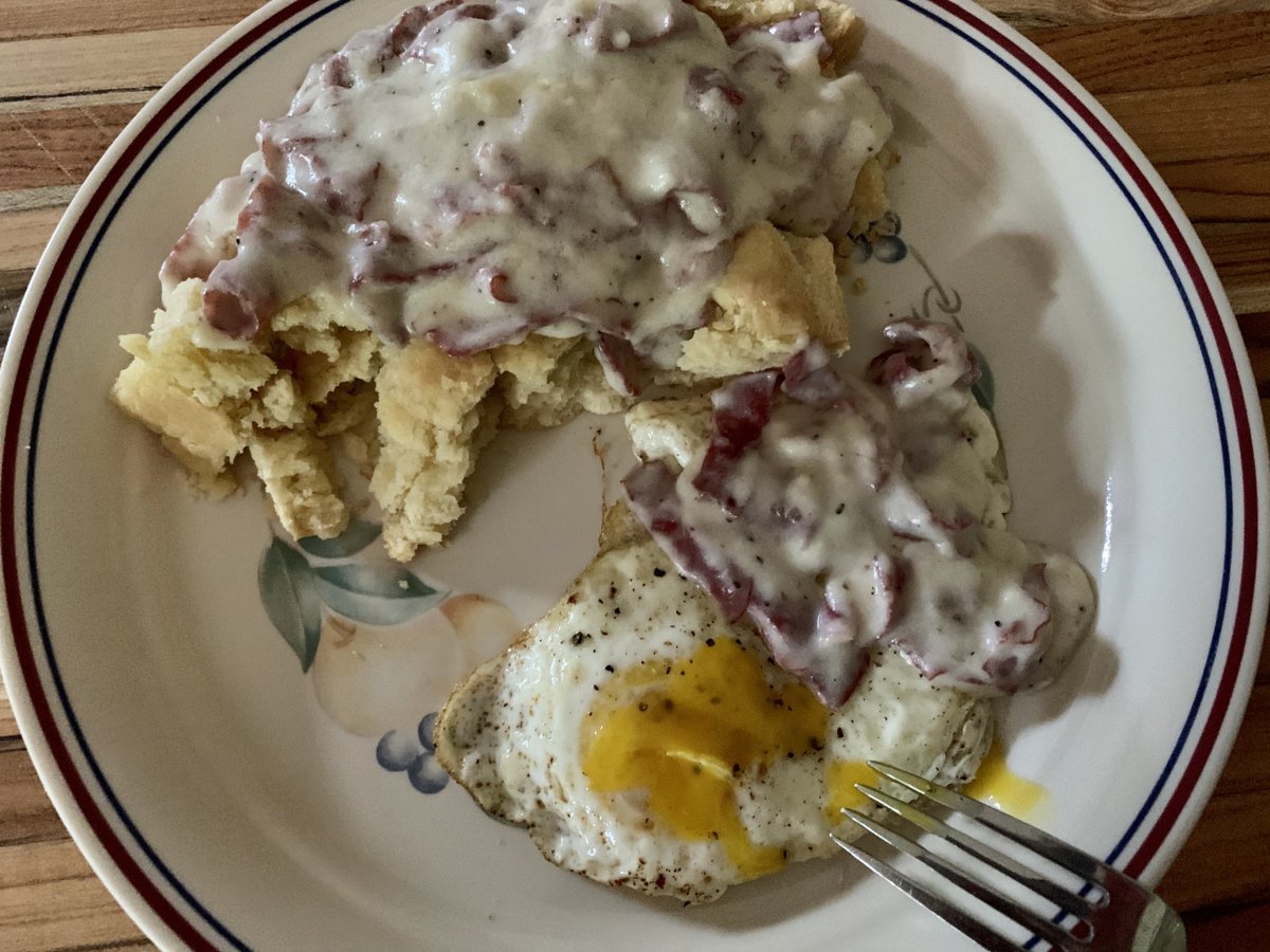 Biscuits And Gravy With A Fried Egg