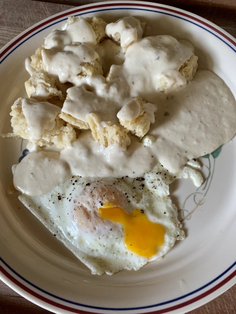 Biscuits And Gravy With Fried Egg