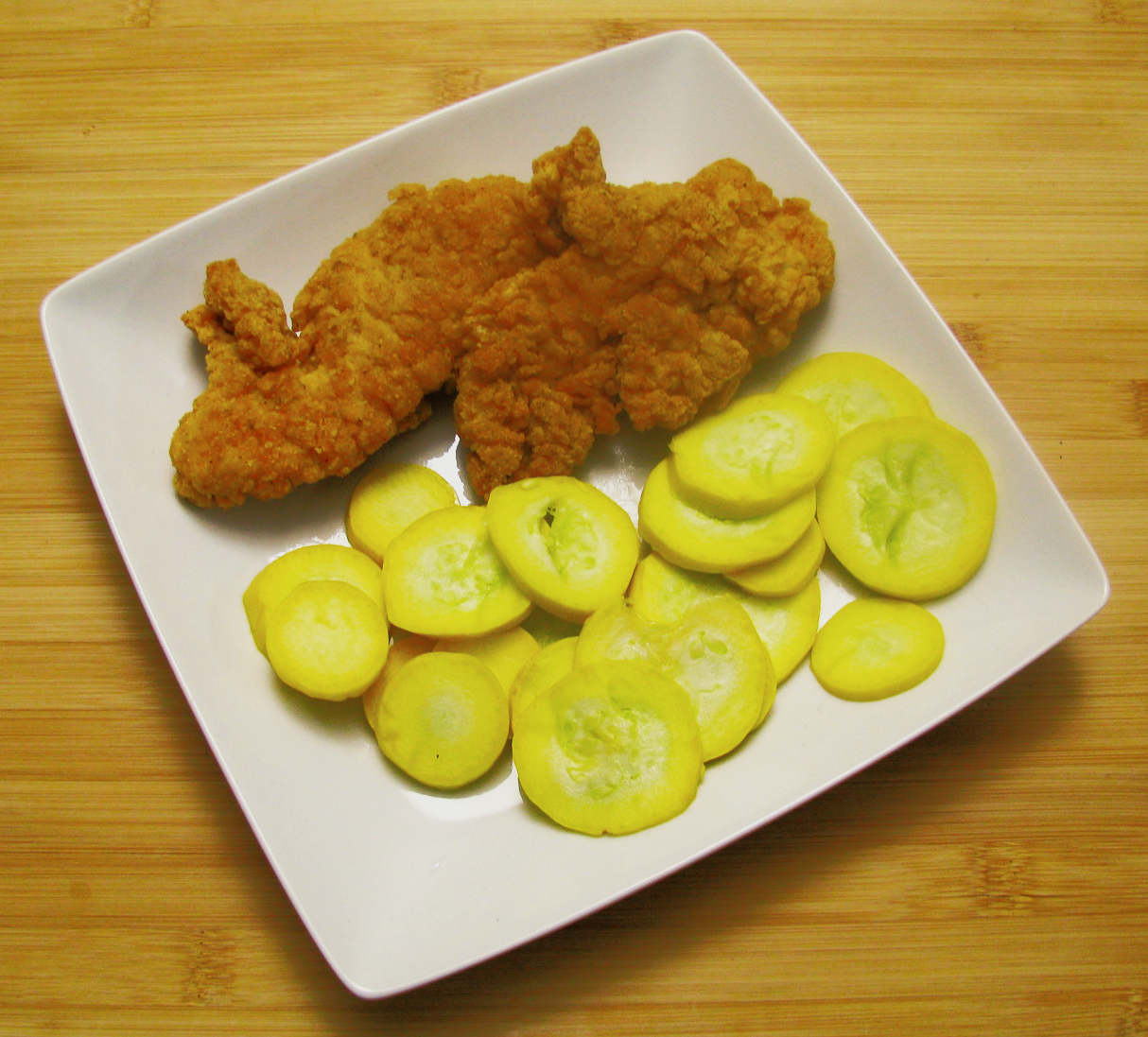 Breaded Chicken Fritters with Yellow Zucchini