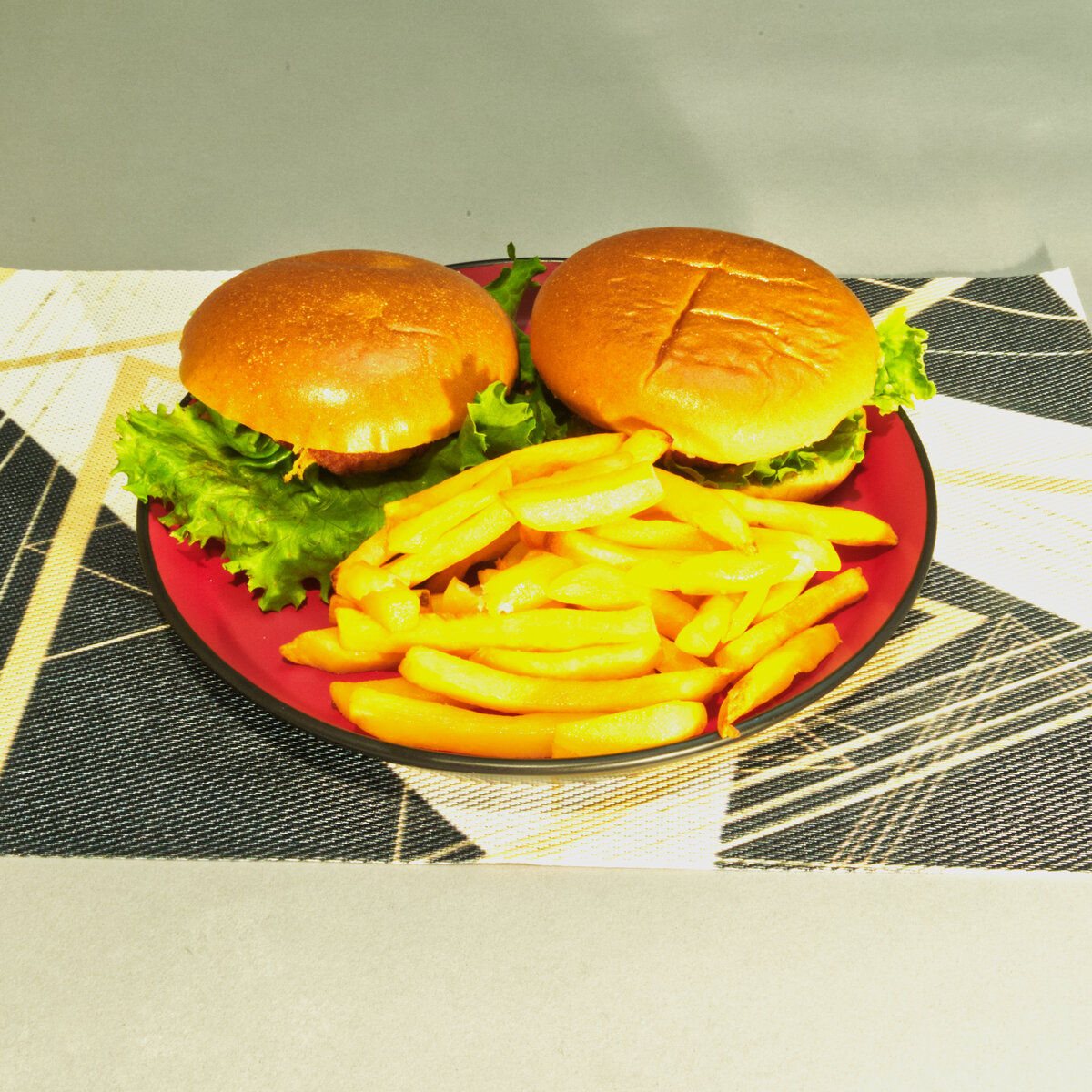 Breaded Chicken Patty Sandwiches and French Fries