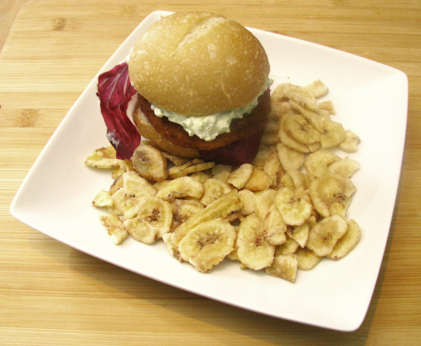 Breaded Chicken Sandwich with Snow Pea Cream Cheese