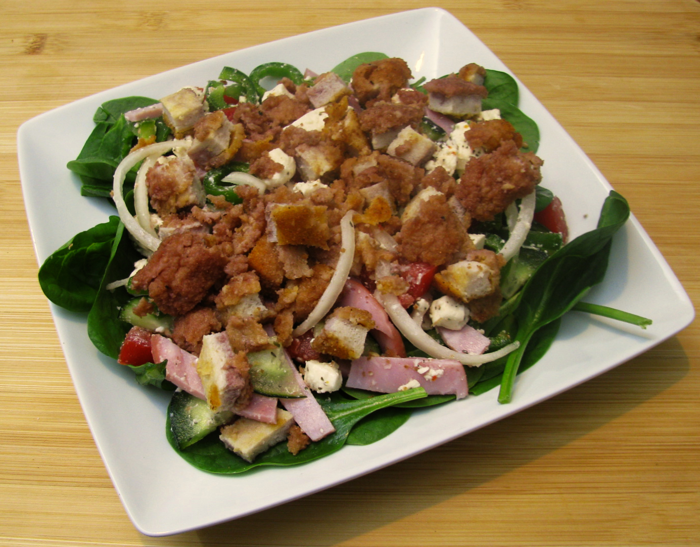 Breaded Chicken Spinach Salad