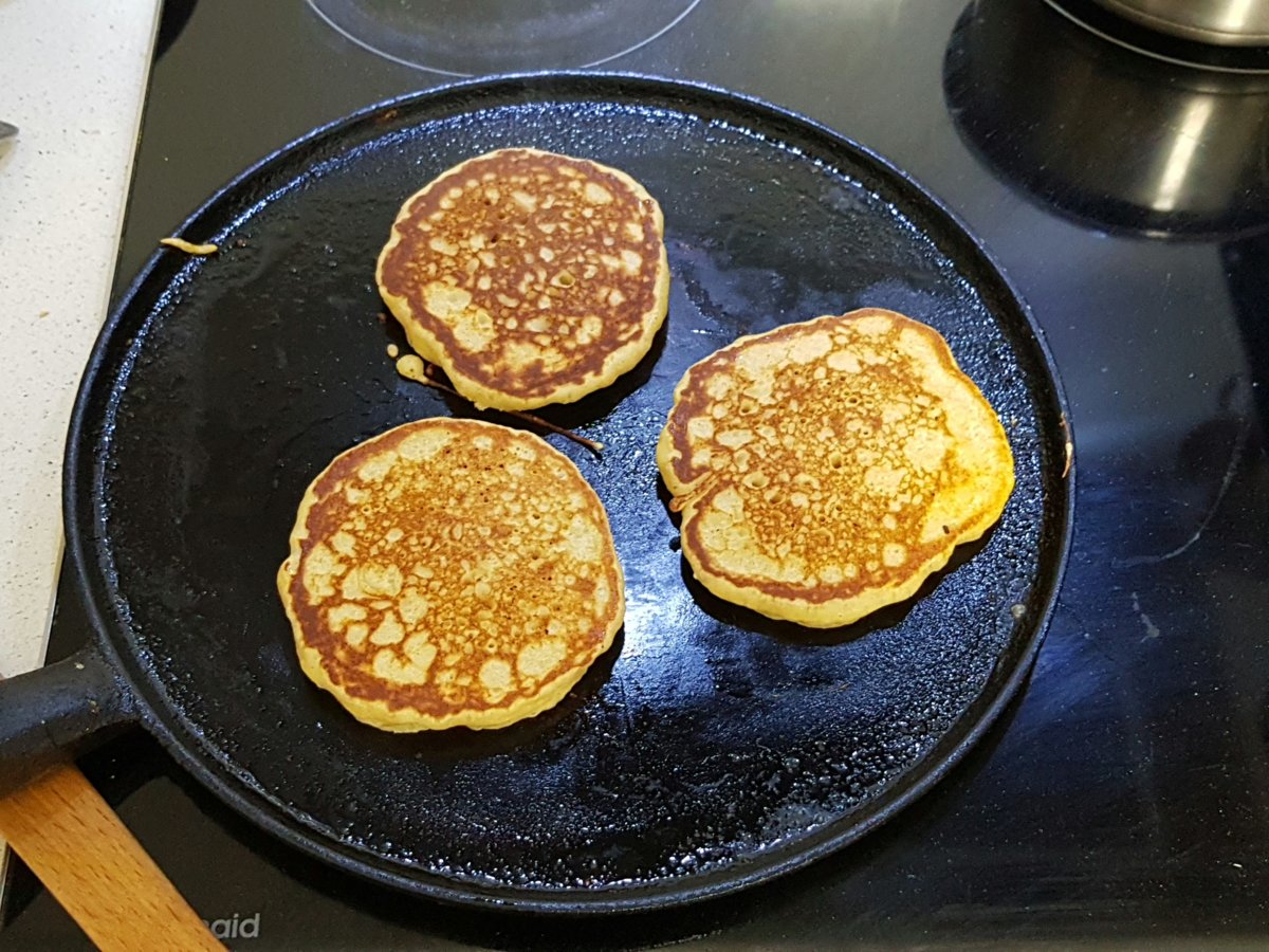 Buckwheat blini cooking