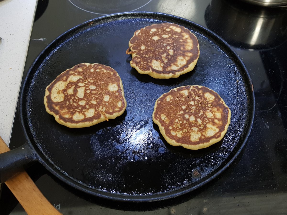 Buckwheat blini cooking