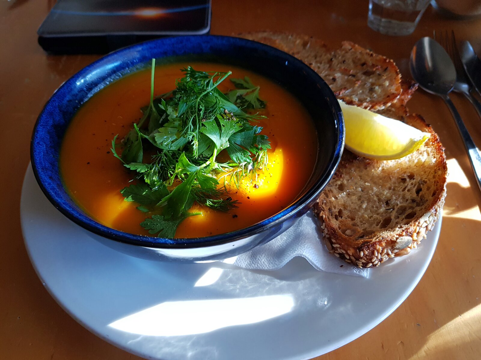 Butternut Squash & Sweet Potato Soup with Garlicky Sourdough