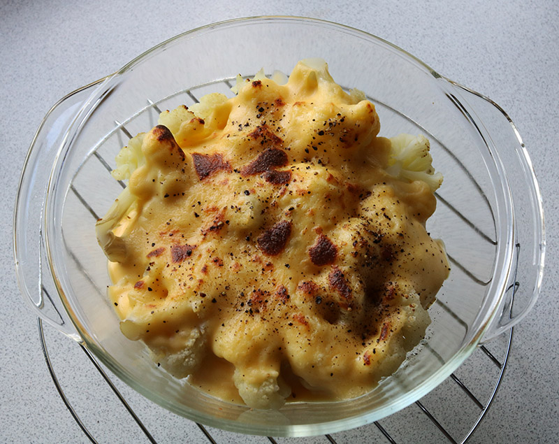 Cauliflower cheese cooked