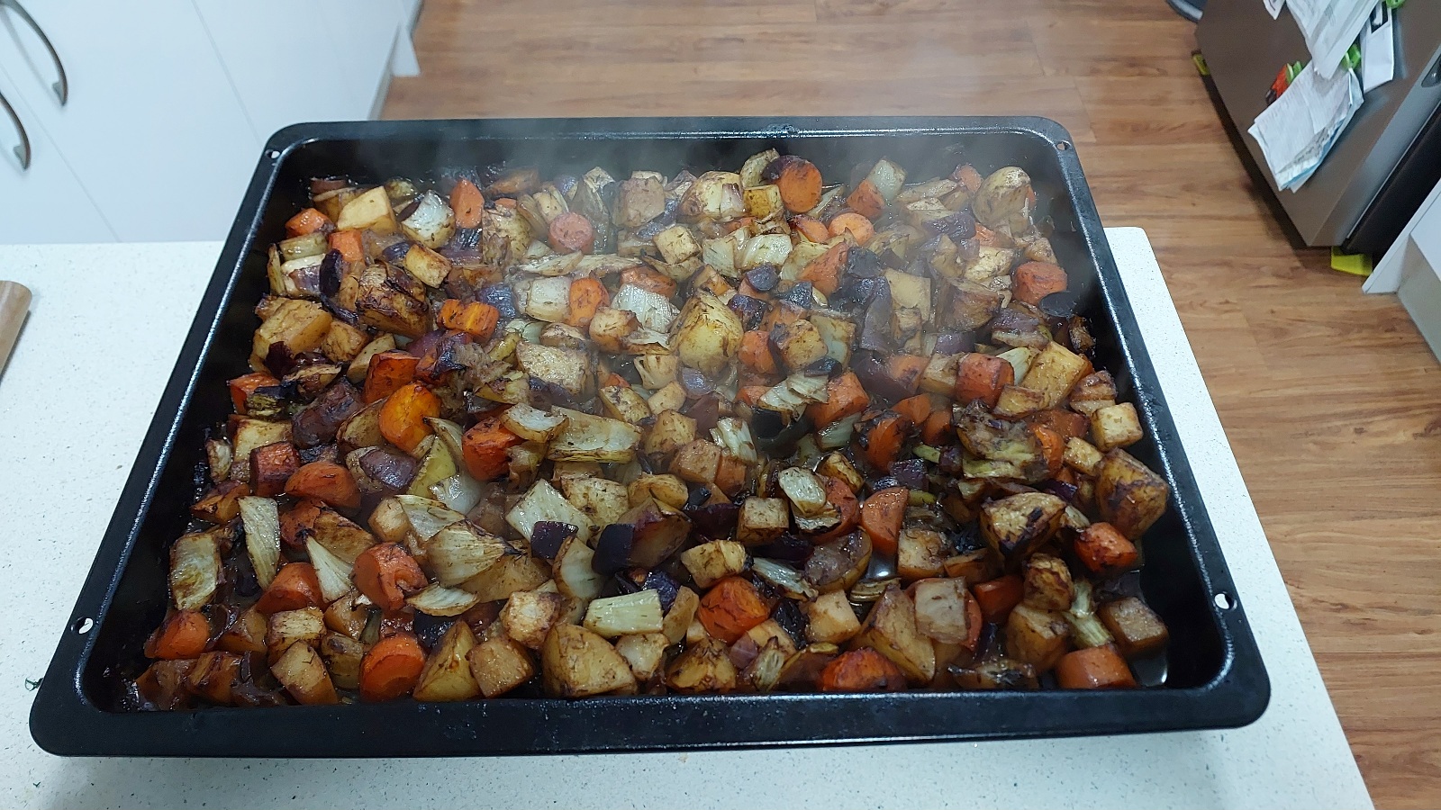 Celeriac, Fennel and Carrot Roast with a Ginger, Tamarind and Orange Dressing