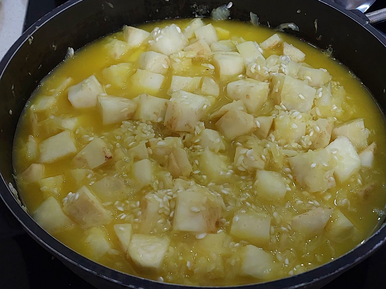 Celeriac, onions and rice