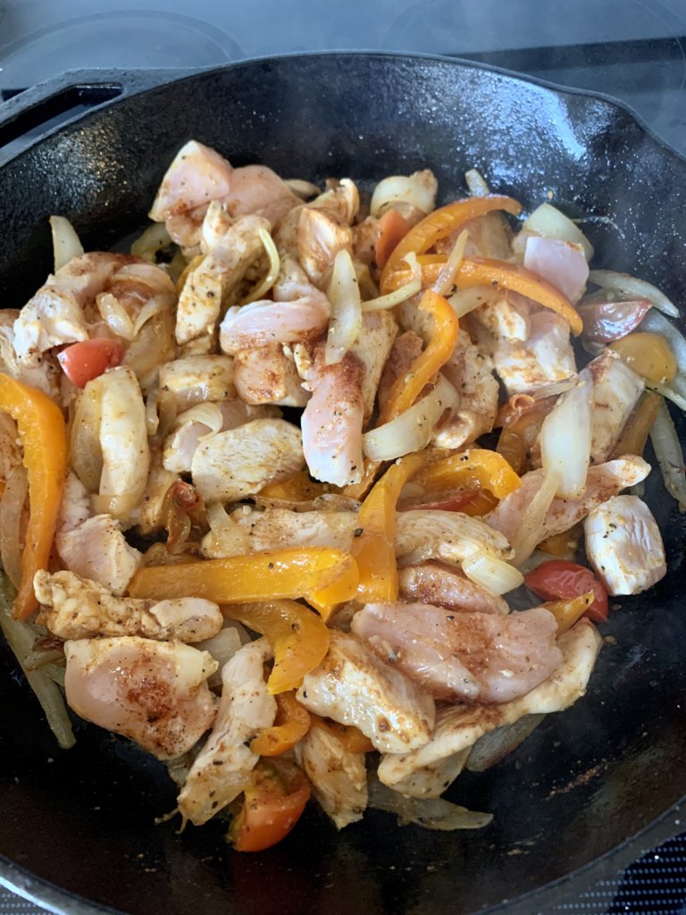 Chicken, Onions, Peppers, And Tomatoes