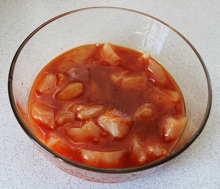 Chicken overnight marinating.