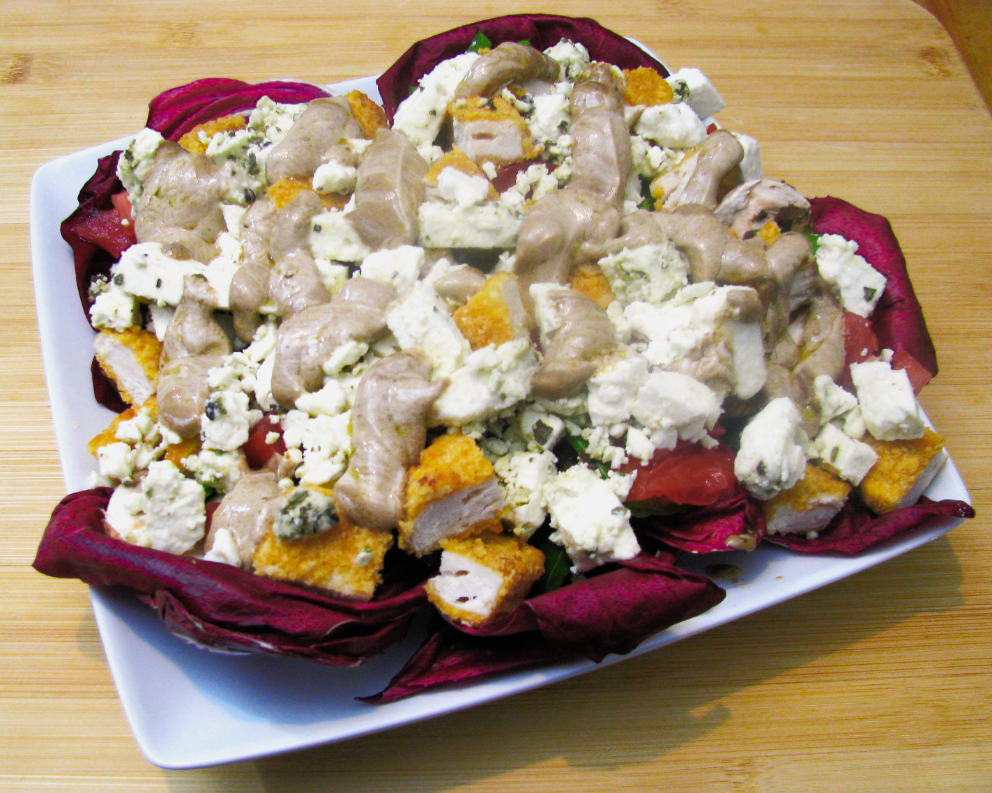 Chicken Salad with Radicchio and Snow Peas
